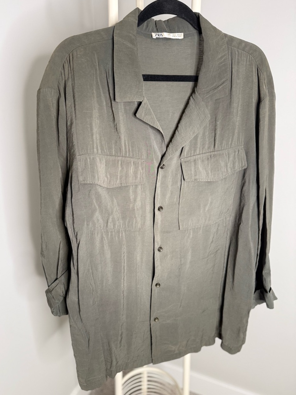 Zara Men's Lightweight Shirt Jacket in Olive